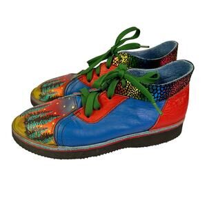 Soletech Hand Painted Leather Designed Mens Size 8.5 Shoes